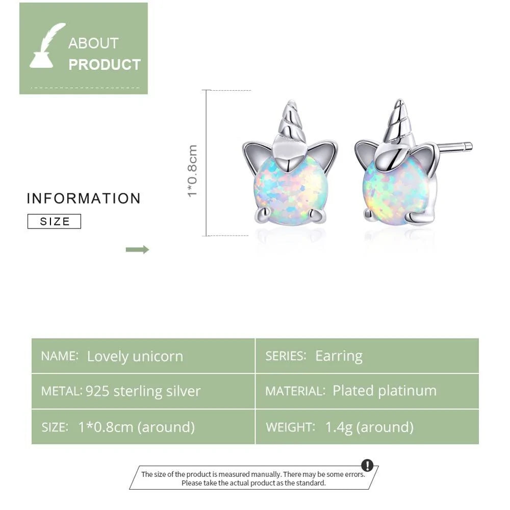 925 Sterling Silver Unicorn Opal Stud Earrings WEM Support (www.WEM.support)