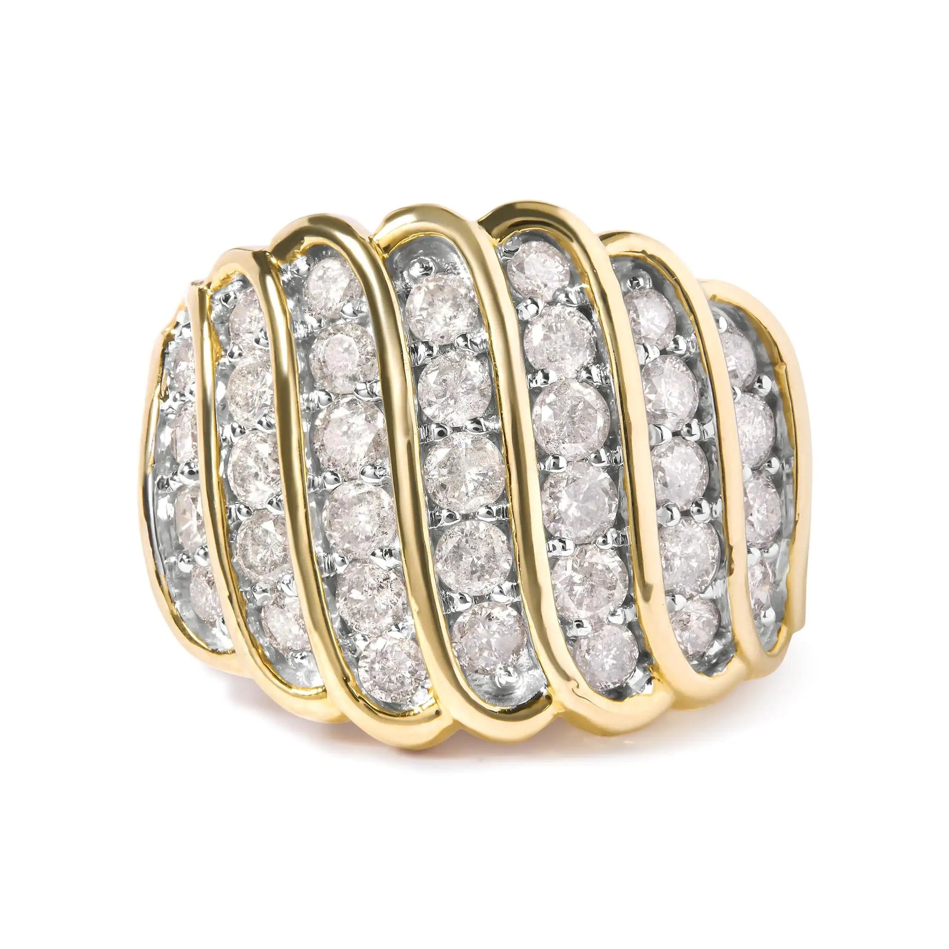 10 Yellow Gold 2.00 Cttw Diamond Multi Row Cocktail Band Ring (I-J Color, I1-I2 Clarity) WEM Support (www.WEM.support)