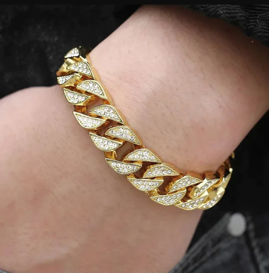 Gold Miami Curb Chain Bracelet WEM Support (www.WEM.support)