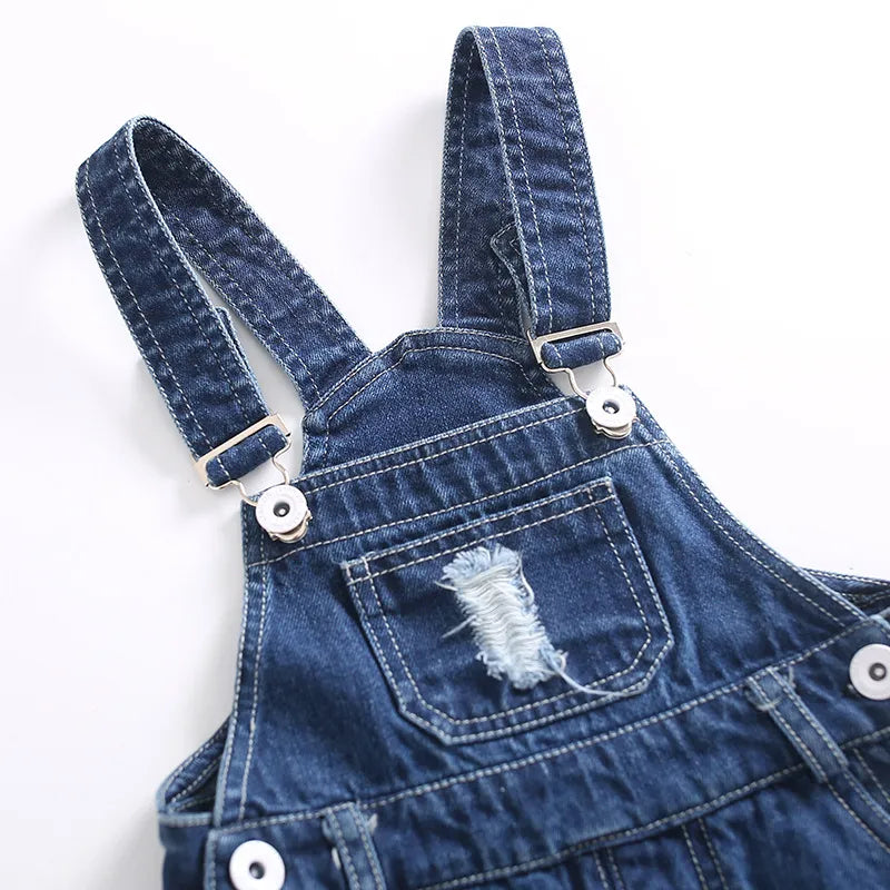 Kid's Simple Denim Suspender Pants