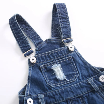 Kid's Simple Denim Suspender Pants