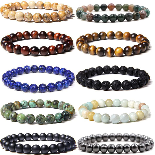 Tiger Eye & Agate Beaded Stretch Bracelet WEM Support (www.WEM.support)