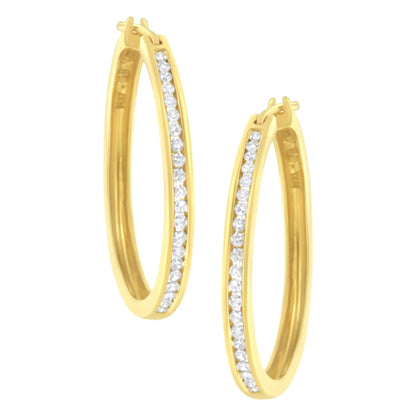 14K Yellow Gold 1/2 cttw Channel Set Diamond Classic Hoop Earrings (I-J Color, SI2-I1 Clarity) WEM Support (www.WEM.support)