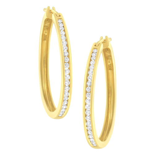 14K Yellow Gold 1/2 cttw Channel Set Diamond Classic Hoop Earrings (I-J Color, SI2-I1 Clarity) WEM Support (www.WEM.support)