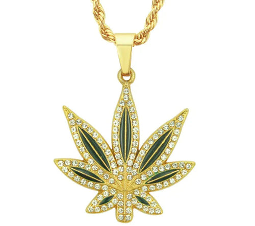 Oil Diamond-embedded Maple Leaves Pendant HejK.com