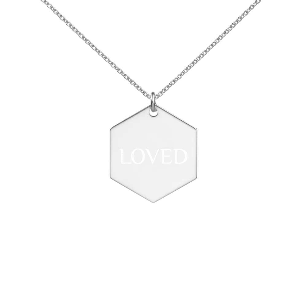 Sterling Silver Loved Hexagon Necklace WEM Support (www.WEM.support)