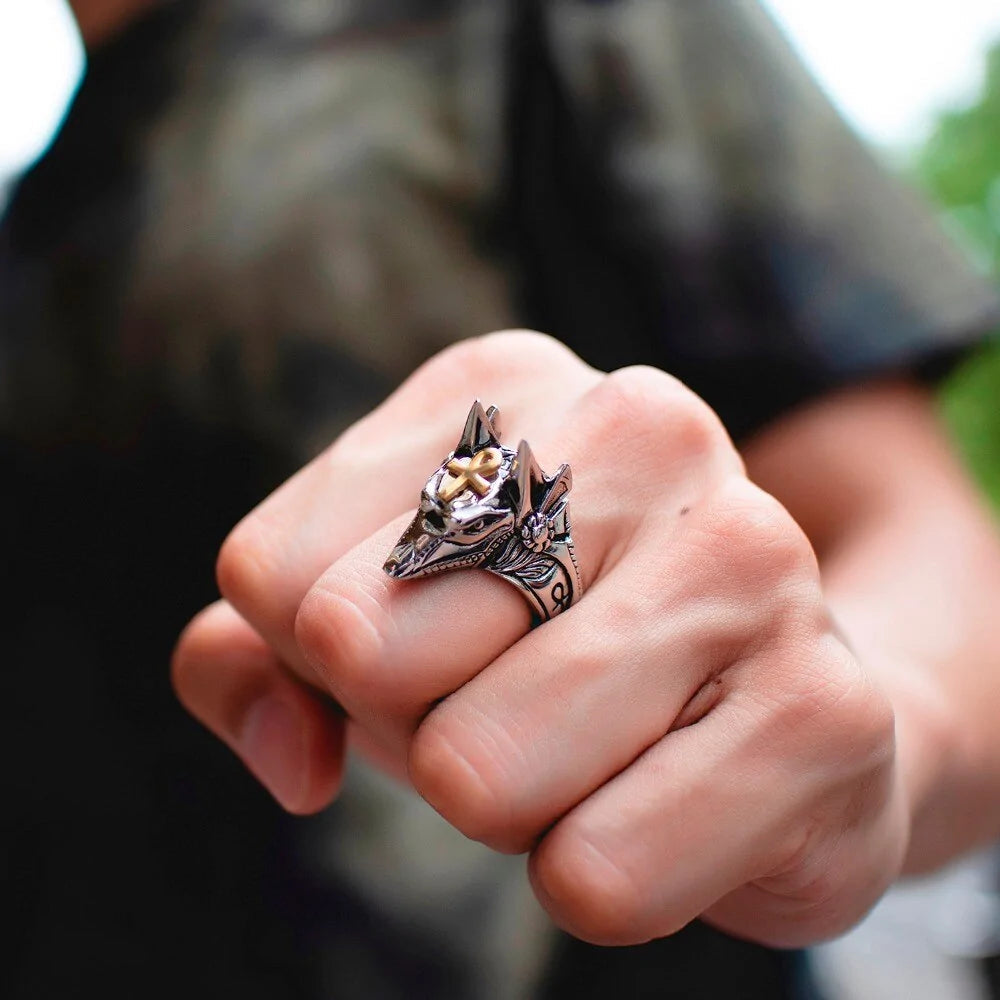 Anubis Wolf Handsome Ring For Men WEM Support (www.WEM.support)