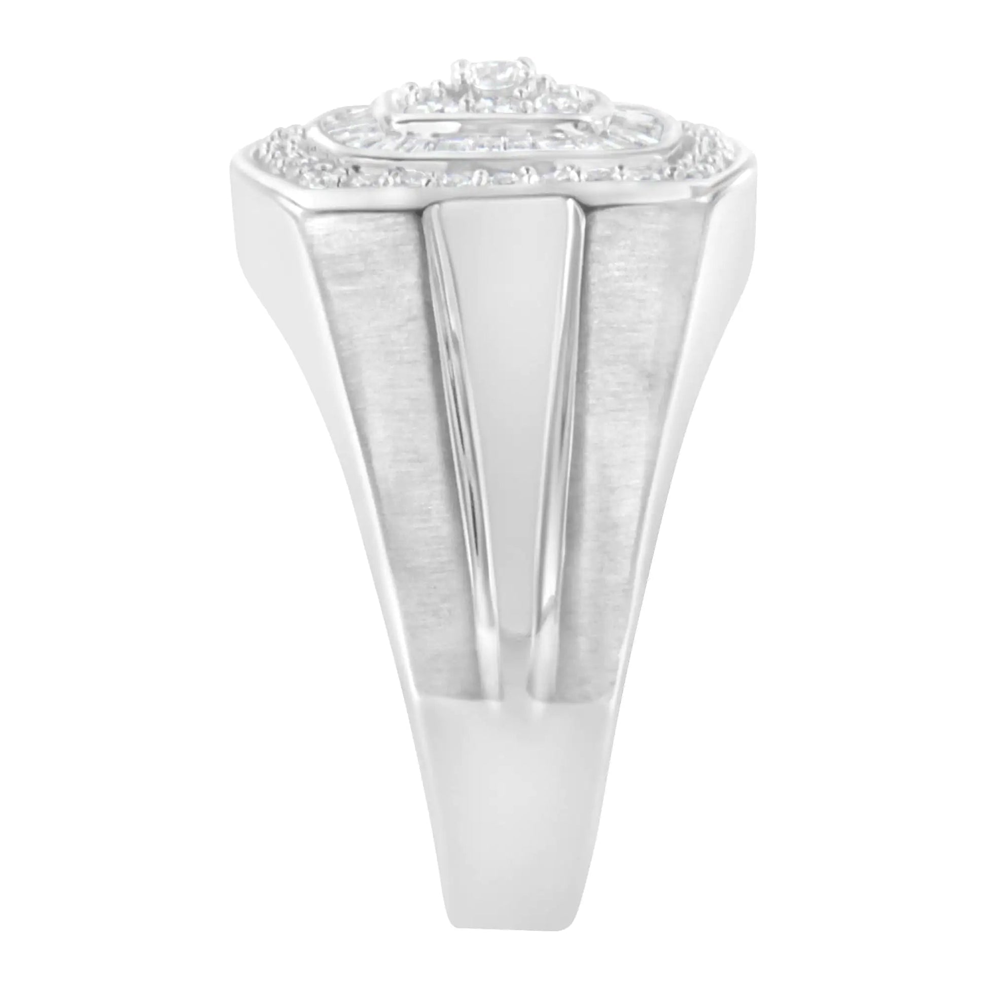 14K White Gold Men's Diamond Band Ring (1 cttw, H-I Color, SI1-I2 Clarity) WEM Support (www.WEM.support)