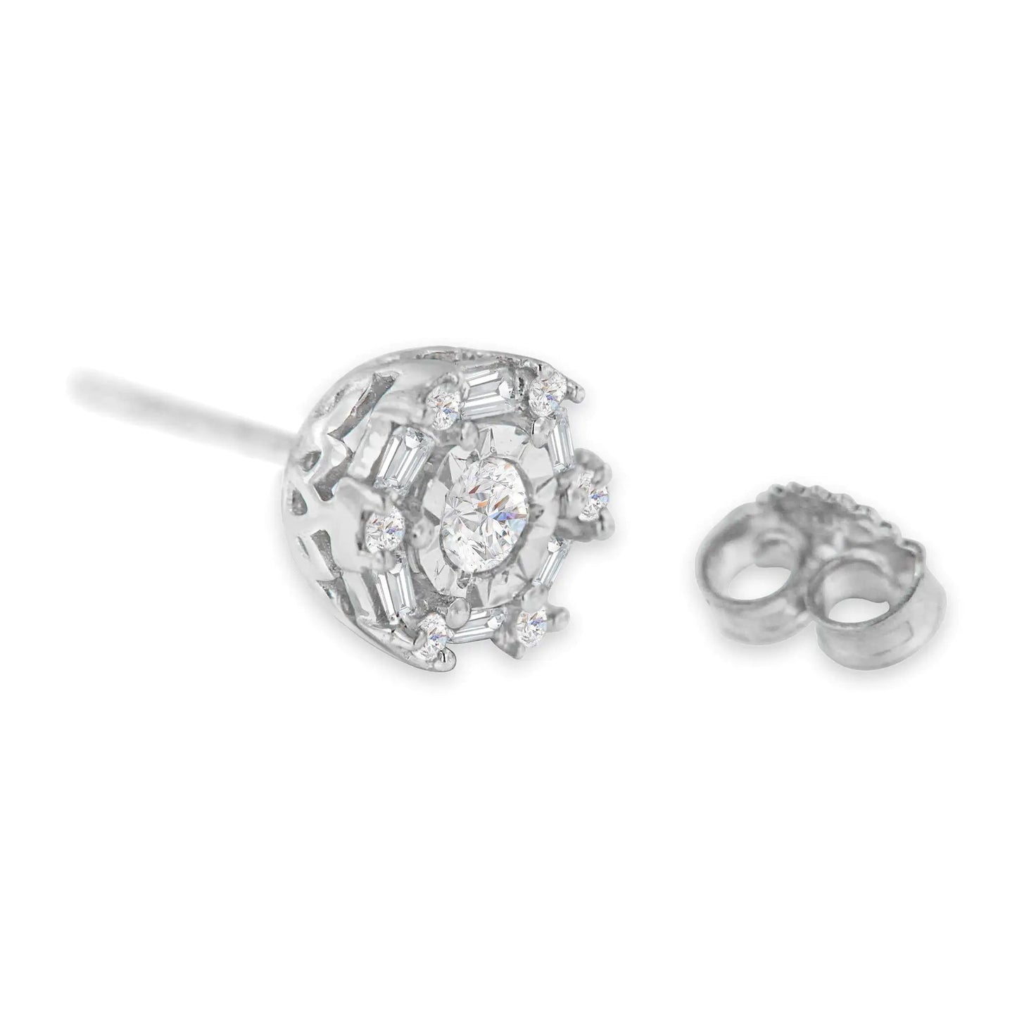 10K White Gold Diamond Stud Earring (1/2 cttw, I-J Color, I3 Clarity) WEM Support (www.WEM.support)