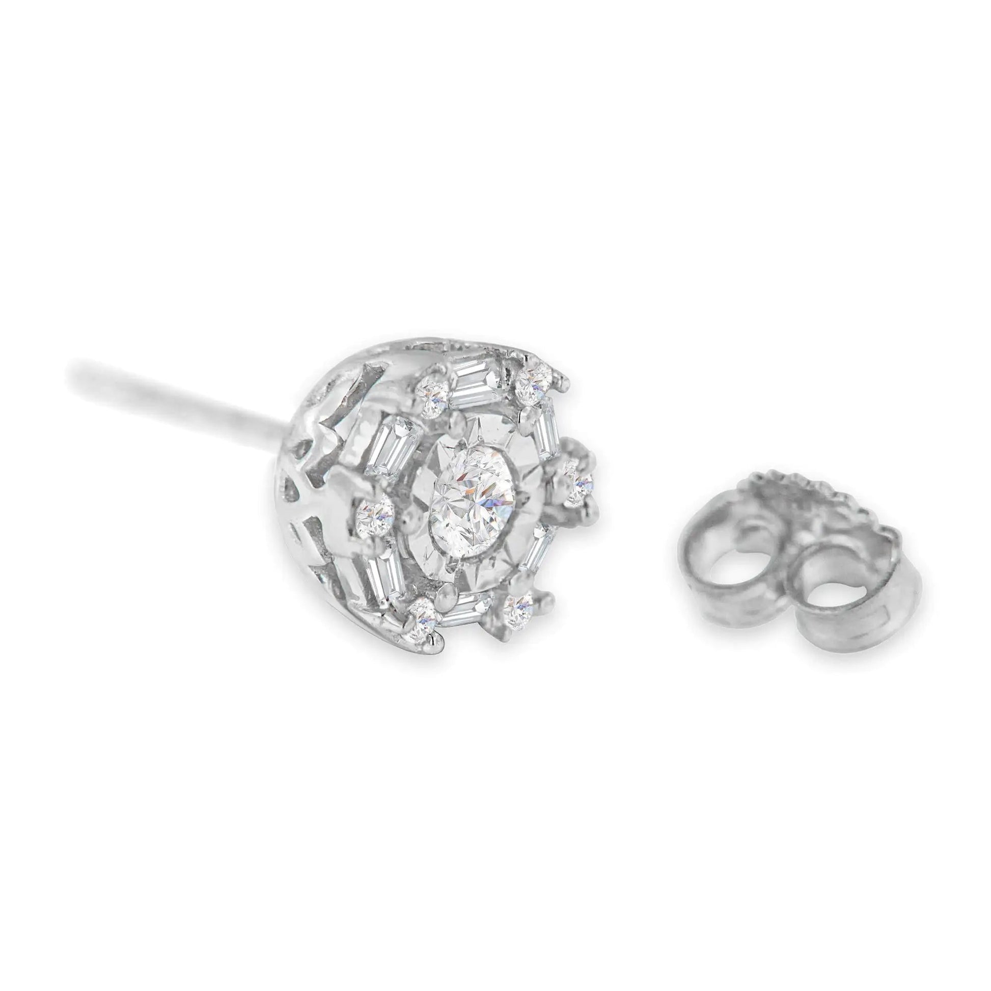10K White Gold Diamond Stud Earring (1/2 cttw, I-J Color, I3 Clarity) WEM Support (www.WEM.support)