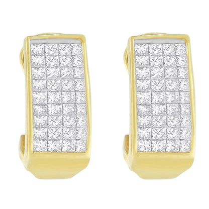 14K Yellow Gold 1 cttw Princess Cut Diamond Earrings (H-I, VS2-SI1) WEM Support (www.WEM.support)