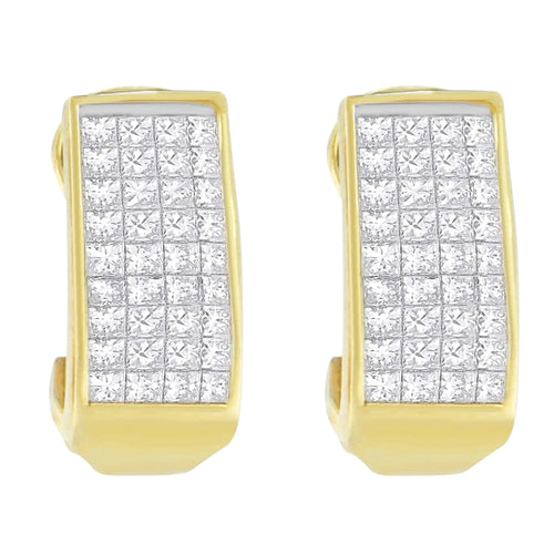14K Yellow Gold 1 cttw Princess Cut Diamond Earrings (H-I, VS2-SI1) WEM Support (www.WEM.support)