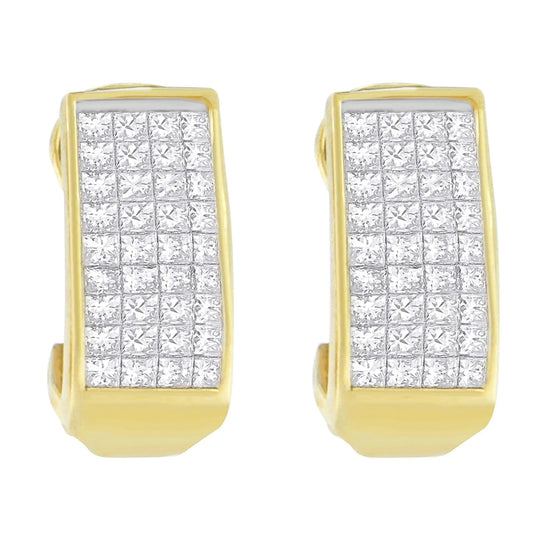 14K Yellow Gold 1 cttw Princess Cut Diamond Earrings (H-I, VS2-SI1) WEM Support (www.WEM.support)