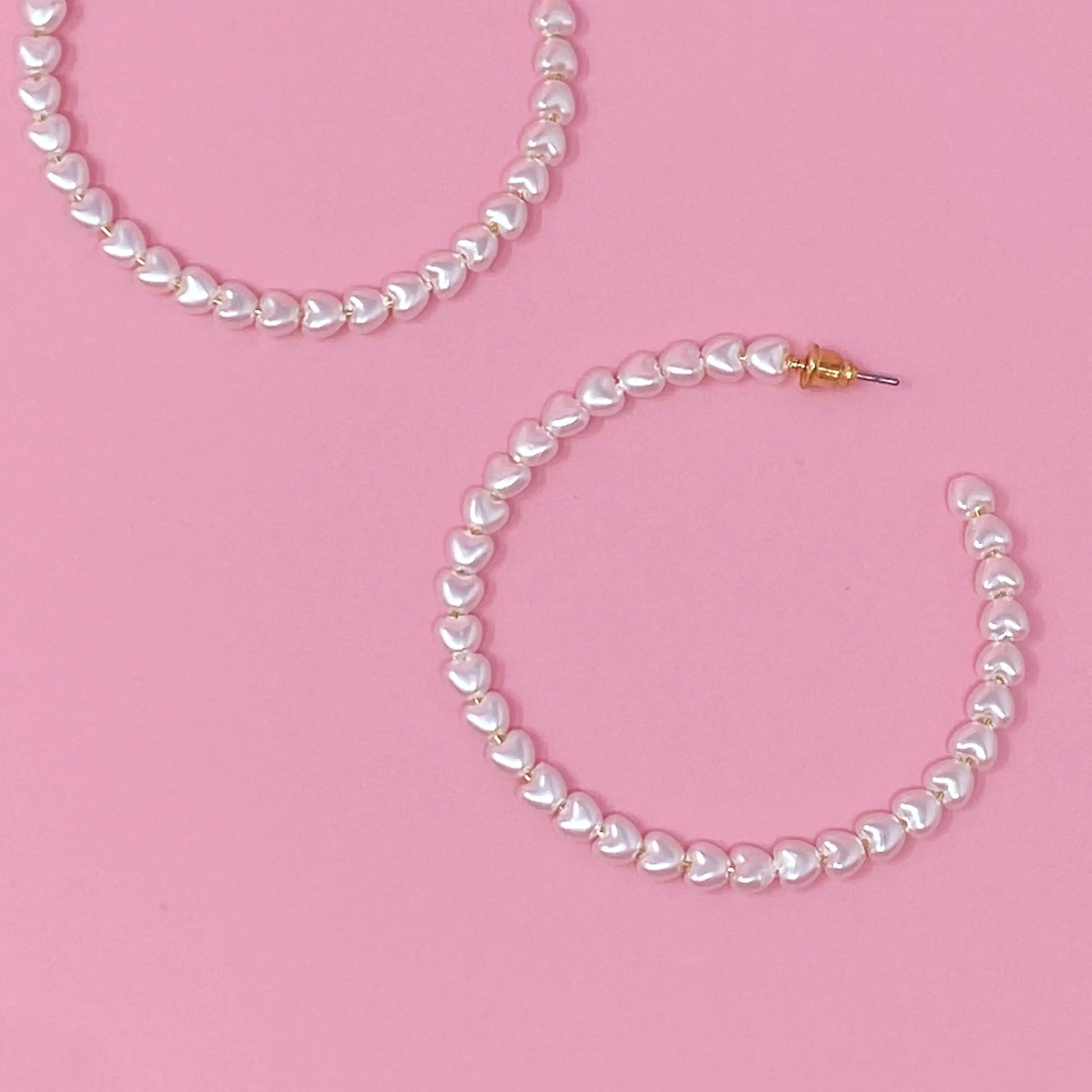 Heart Pearl Hoop Earrings WEM Support (www.WEM.support)