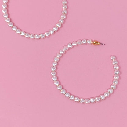 Heart Pearl Hoop Earrings WEM Support (www.WEM.support)