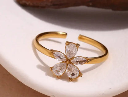 Zircon Flower Petal Ring WEM Support (www.WEM.support)