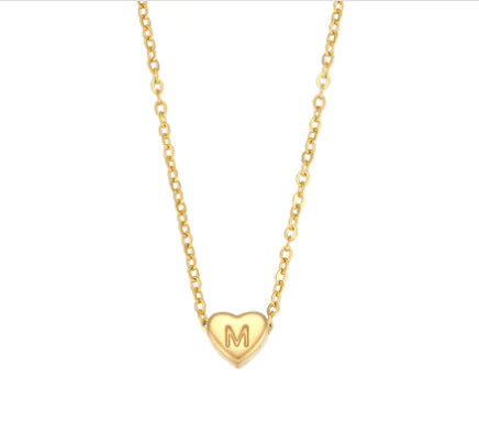 Heart Charm Gold Necklet - Initial Love HejK.com Marketplace LLC