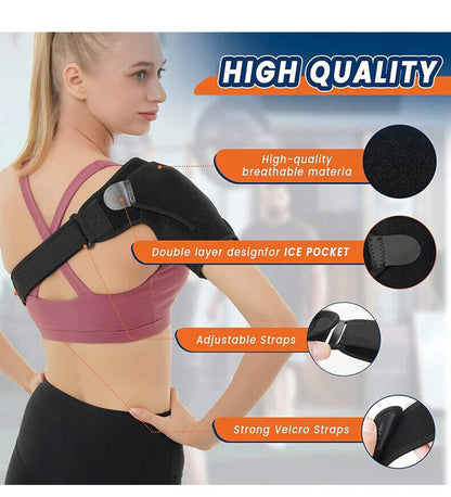 Shoulder Brace Support Compression Sleeve Torn Rotator Cuff AC Joint Pain Relief WEM Support (www.WEM.support)
