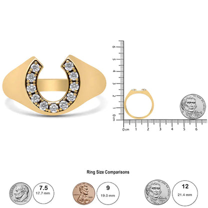 10K Yellow Gold 1/3 Cttw Round-Cut Diamond Men's Horseshoe Ring (H-I Color, VS1-VS2 Clarity) WEM Support (www.WEM.support)