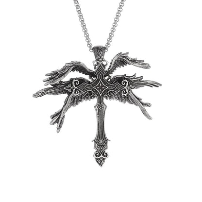 SilverWinged Cross Necklace WEM Support (www.WEM.support)