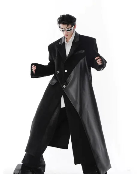 White Padded Shoulder Woolen Trench Coat WEM Support (www.WEM.support)