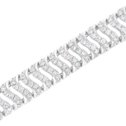 .925 Sterling Silver 3.0 Cttw Diamond Chevron "S" Wave Link Bracelet (I-J Color, I1-I2 Clarity) - 7.25 WEM Support (www.WEM.support)