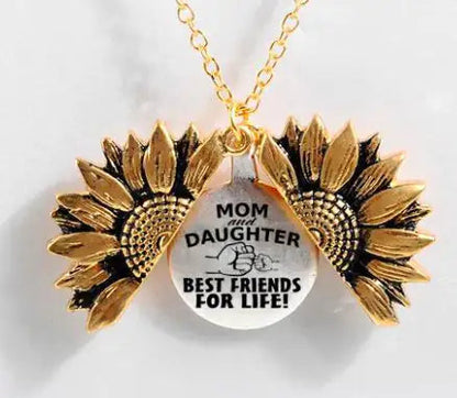 Sunflower Double-layer Lettering Necklace WEM Support (www.WEM.support)