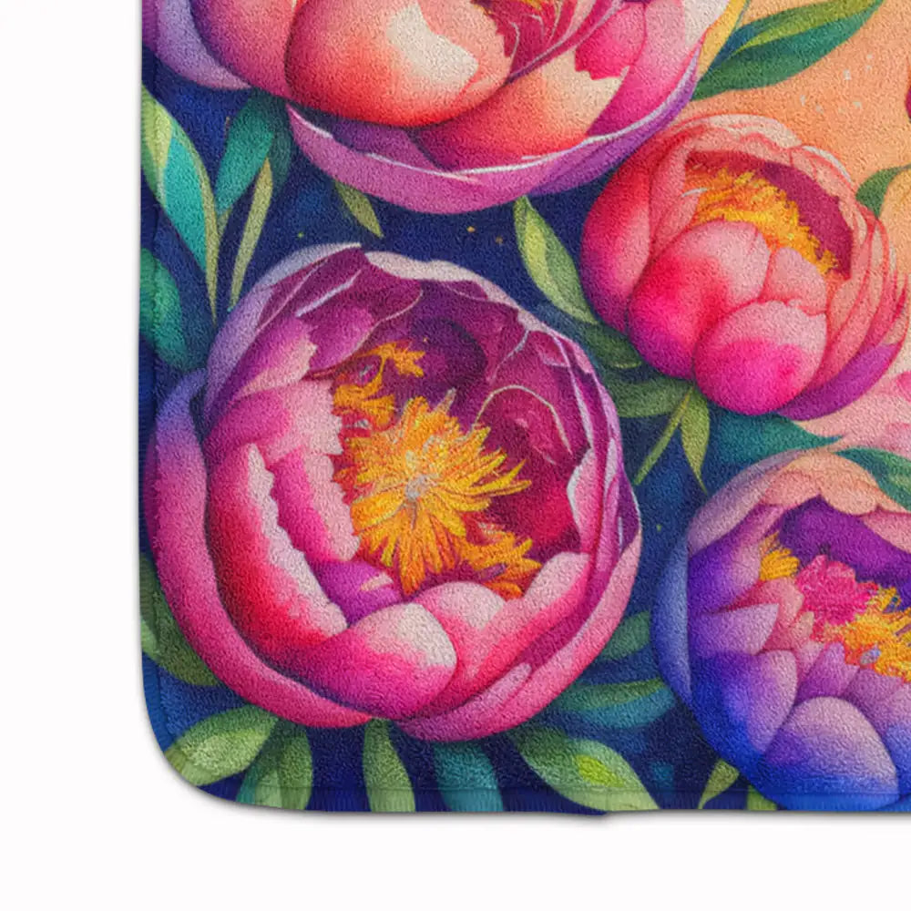 Peonies in Color Memory Foam Kitchen Mat WEM Support (www.WEM.support)