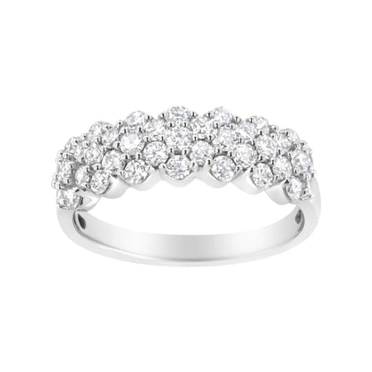 .925 Sterling Silver 1 cttw Lab Grown Diamond Cluster Band Ring (F-G Color, VS2-SI1 Clarity) WEM Support (www.WEM.support)