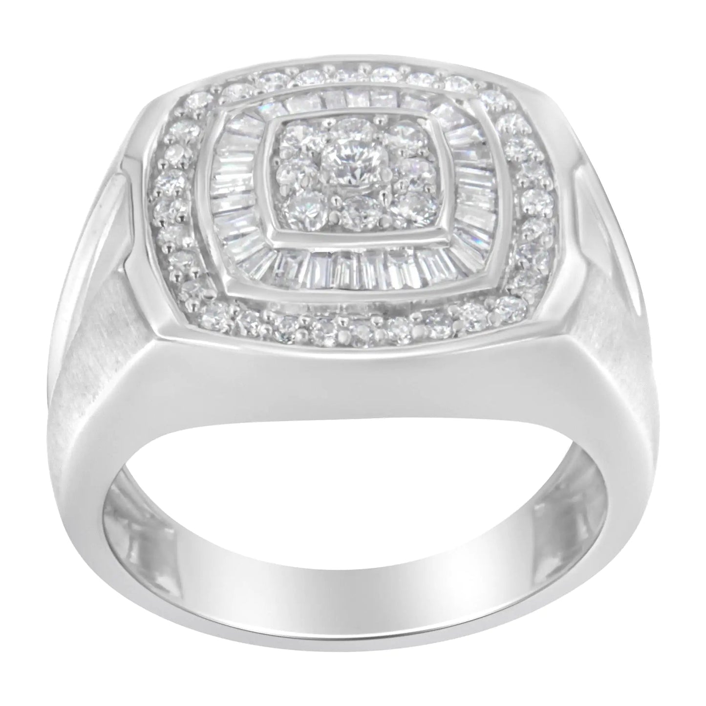 14K White Gold Men's Diamond Band Ring (1 cttw, H-I Color, SI1-I2 Clarity) WEM Support (www.WEM.support)