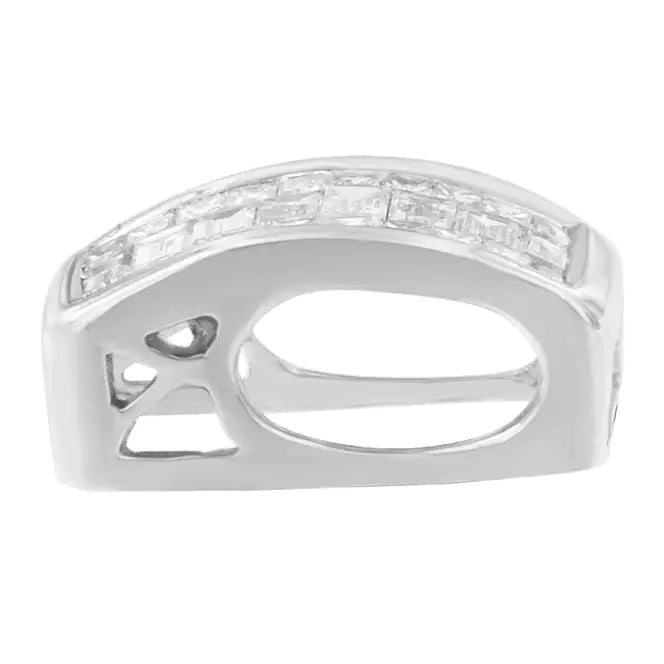 14K White Gold Princess and Baguette Cut Diamond Pendant Necklace (1/2 cttw, H-I Color, SI1-SI2 Clarity) WEM Support (www.WEM.support)