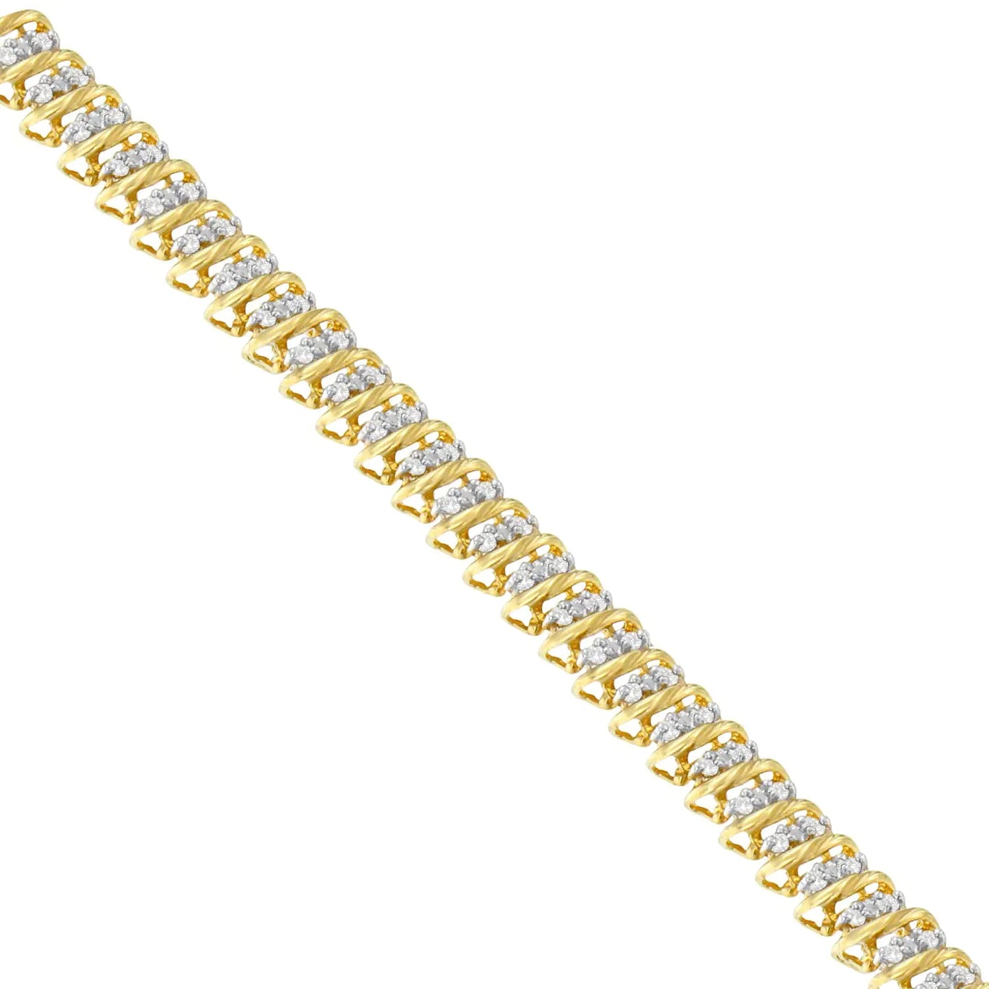 10K Yellow Gold Round Cut Diamond S-Curve Bracelet (1.00 cttw, J-K Color, I2-I3 Clarity) WEM Support (www.WEM.support)