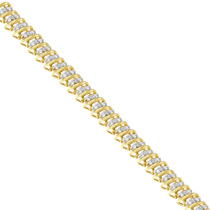 10K Yellow Gold Round Cut Diamond S-Curve Bracelet (1.00 cttw, J-K Color, I2-I3 Clarity) WEM Support (www.WEM.support)