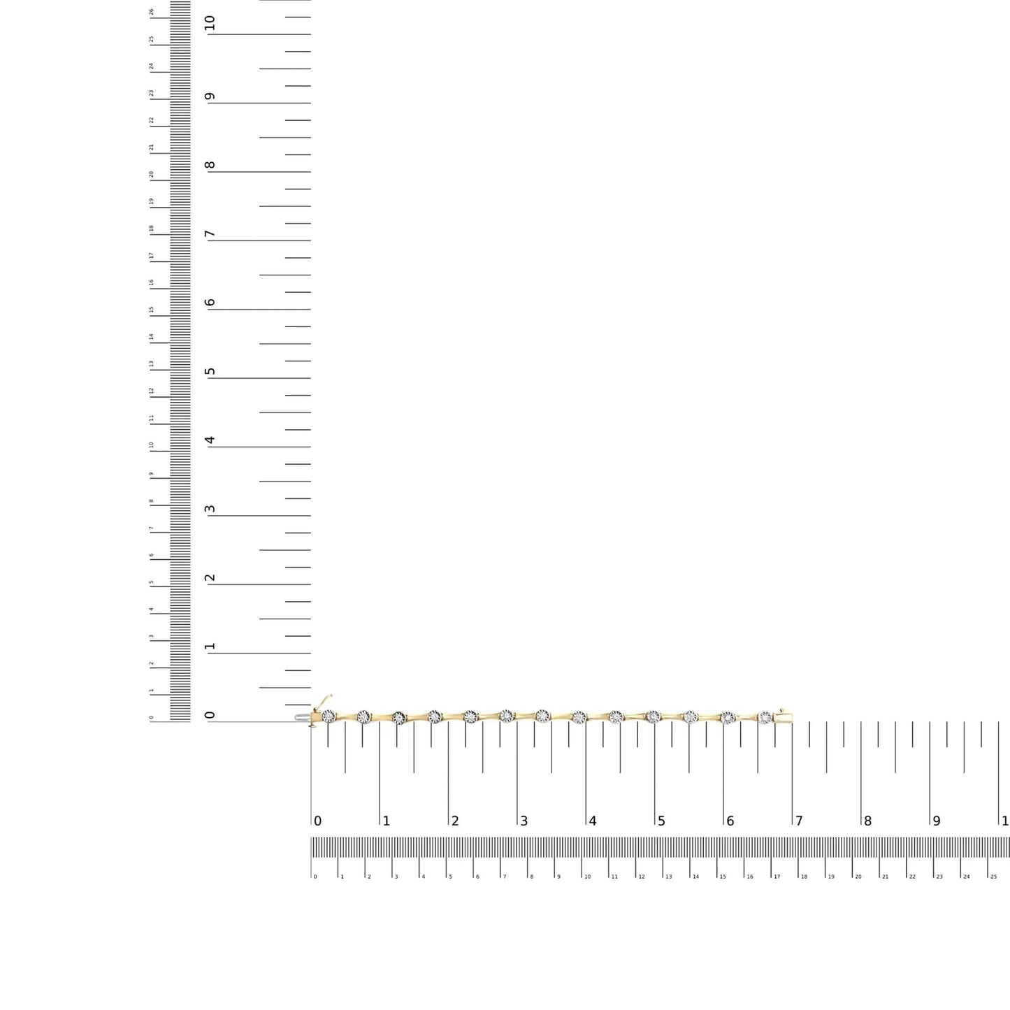 10K Yellow Gold Plated .925 Sterling Silver 1.0 Cttw Miracle Set Diamond Bezel Style Station Link Bracelet (H-I Color, I3 Clarity) - Size 7" WEM Support (www.WEM.support)