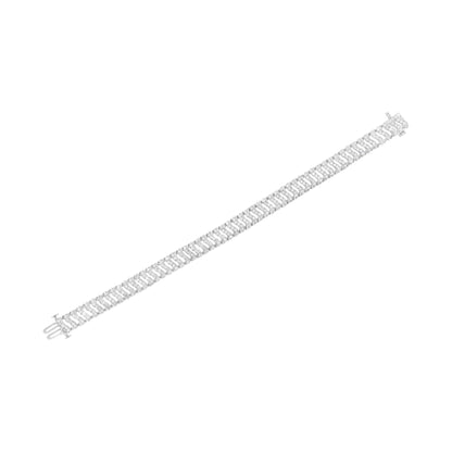 .925 Sterling Silver 3.0 Cttw Diamond Chevron "S" Wave Link Bracelet (I-J Color, I1-I2 Clarity) - 7.25 WEM Support (www.WEM.support)