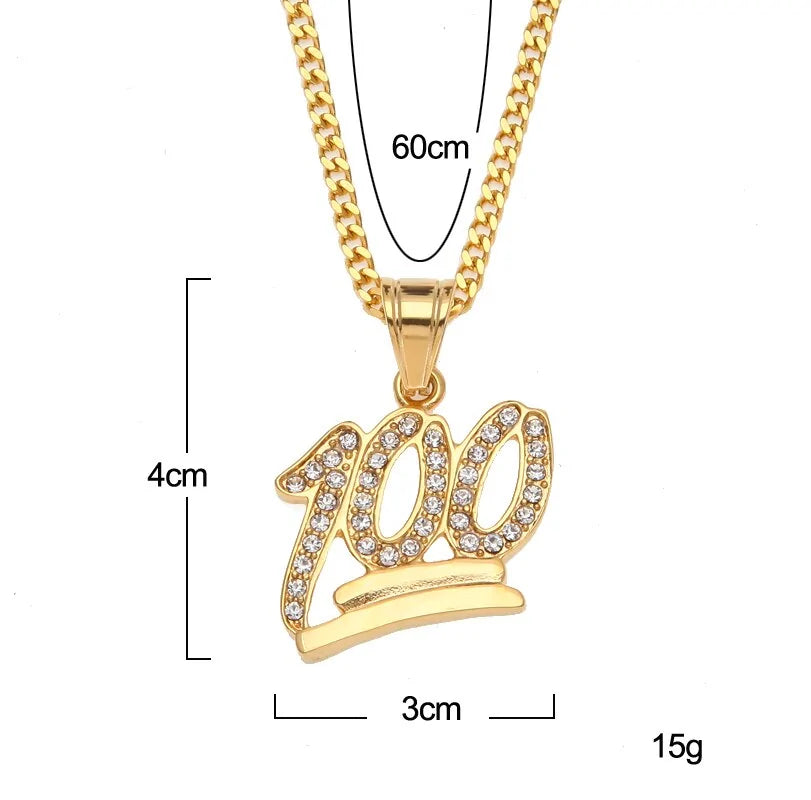 Gold Emoji 100 Logo Pendant Necklace WEM Support (www.WEM.support)