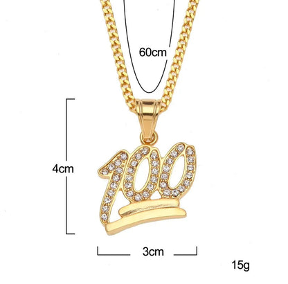 Gold Emoji 100 Logo Pendant Necklace WEM Support (www.WEM.support)