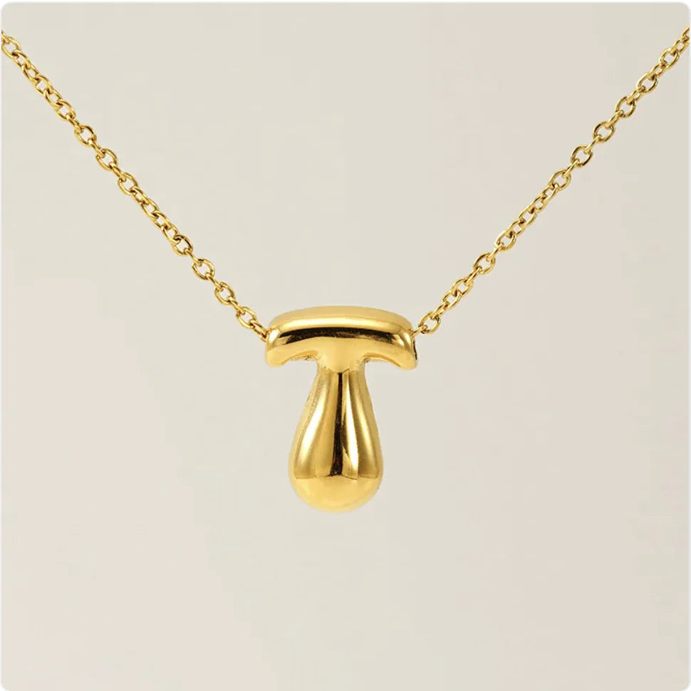 Women's Glossy Bubble Letter Pendant Necklace WEM Support (www.WEM.support)