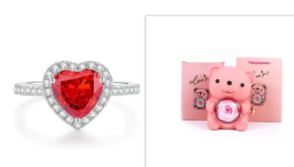 Eternal Rose Teddy Bear Jewelry Box & Necklace WEM Support (www.WEM.support)