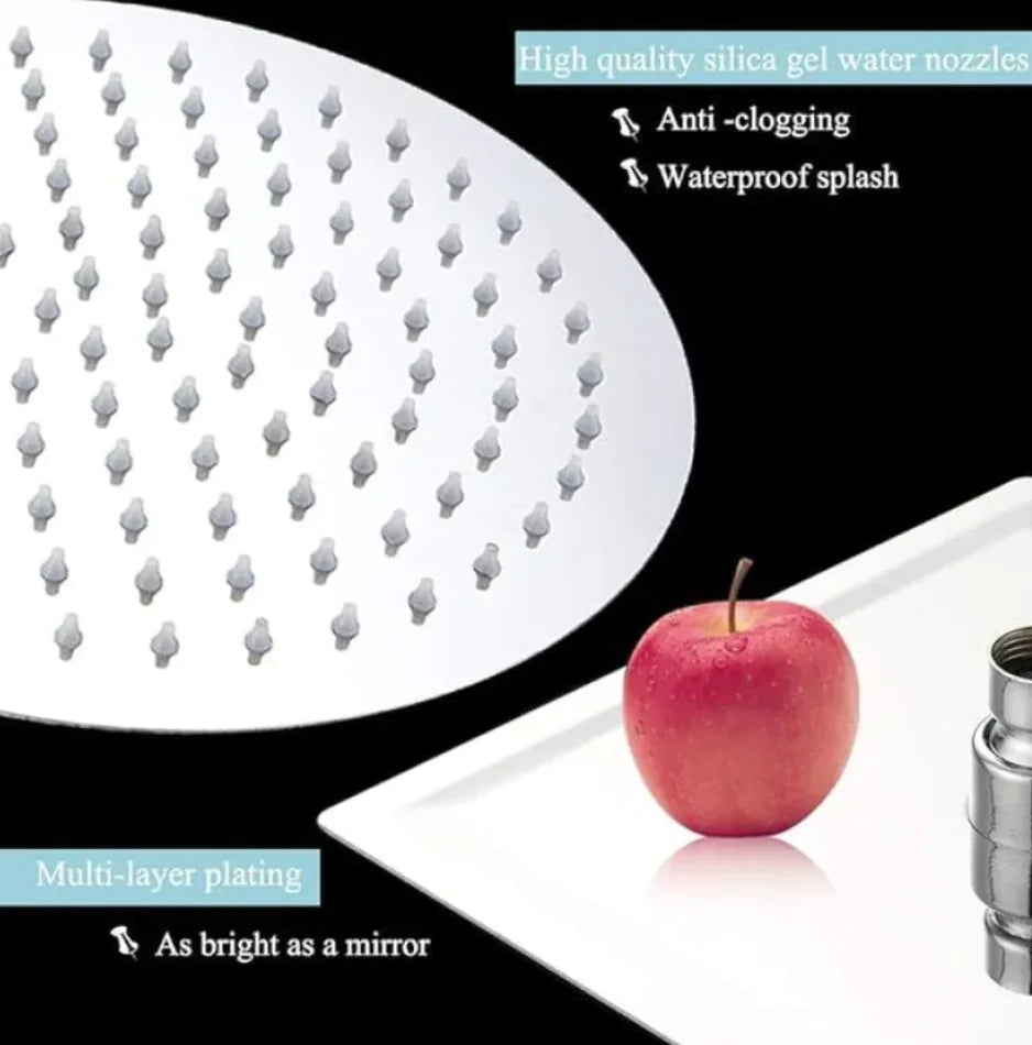 Large Chrome Stainless Steel Rainfall Shower Head