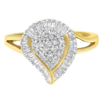 10K Yellow Gold Diamond Cluster Ring (1/2 Cttw, I-J Color, I1-I2 Clarity) WEM Support (www.WEM.support)