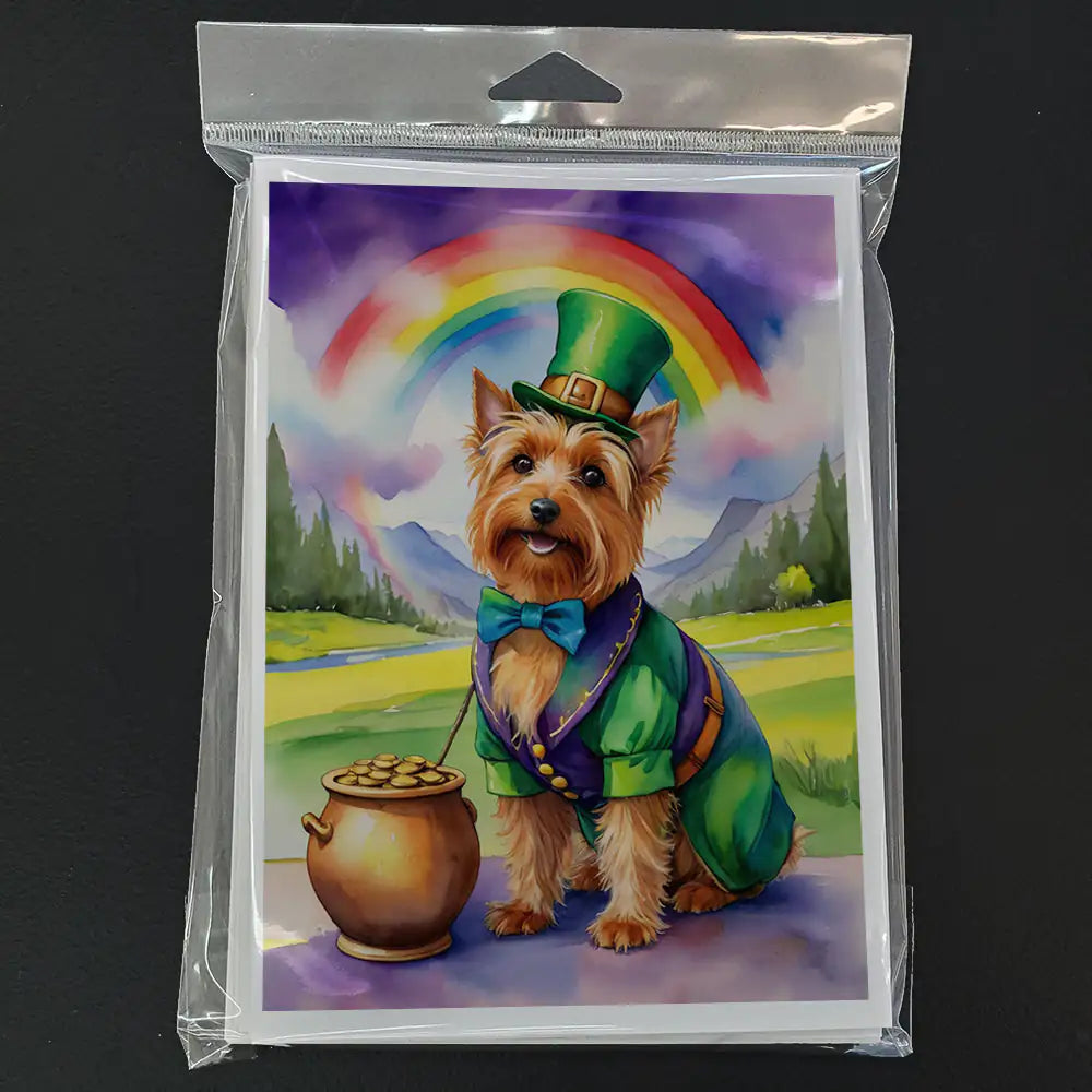 Australian Terrier St Patrick's Day Greeting Cards Pack of 8 WEM Support (www.WEM.support)