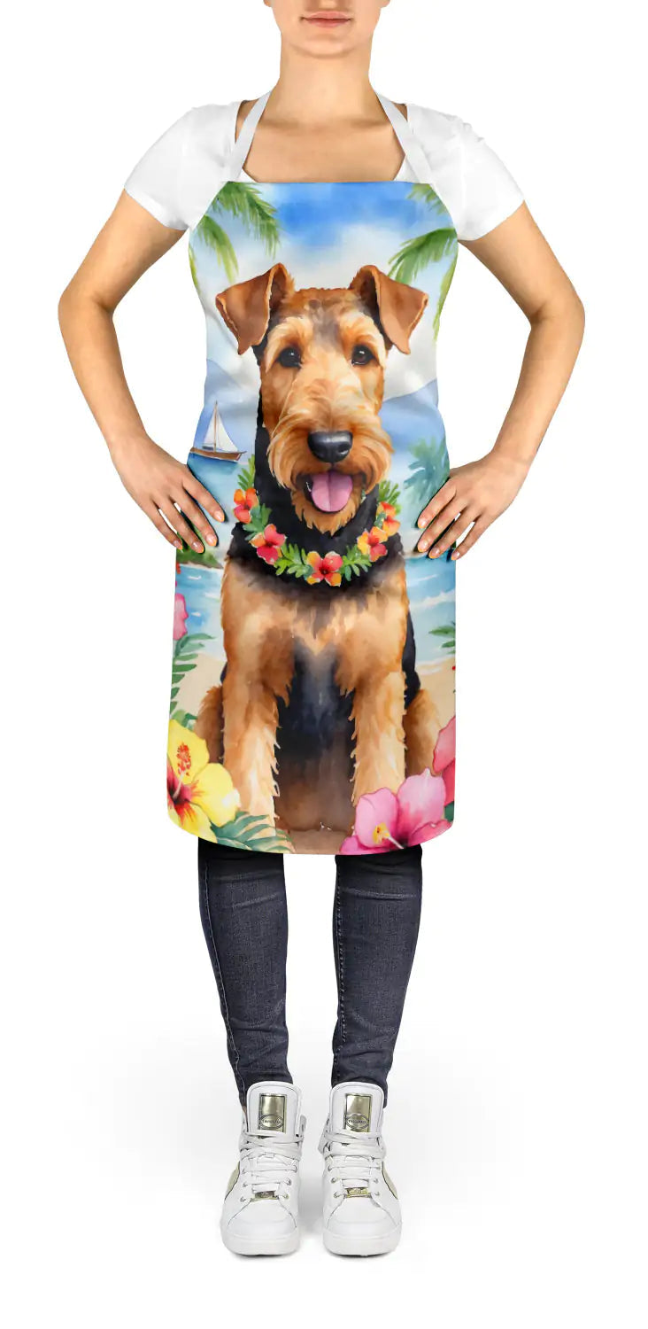 Airedale Terrier Luau Apron WEM Support (www.WEM.support)