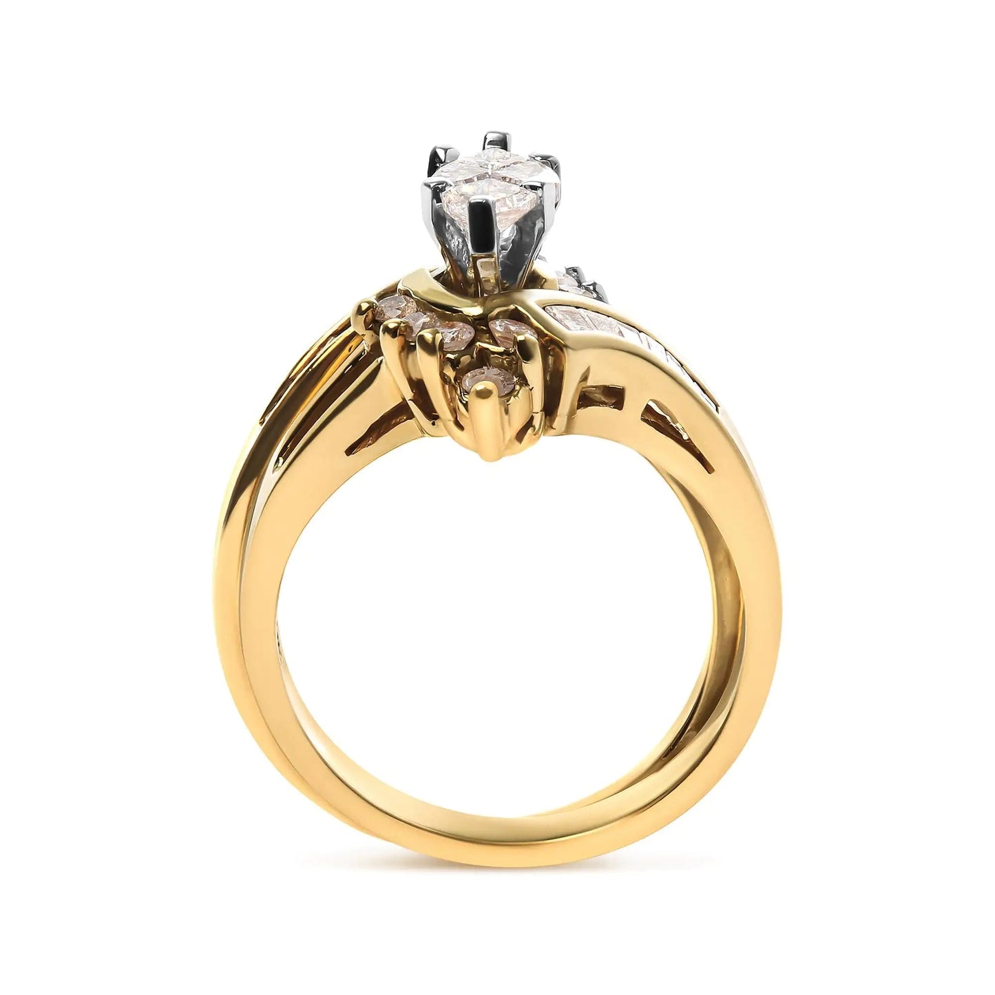 14K Two Tone 3/4 Cttw Diamond Engagement Ring Set (H-I Color, SI1-SI2 Clarity) WEM Support (www.WEM.support)