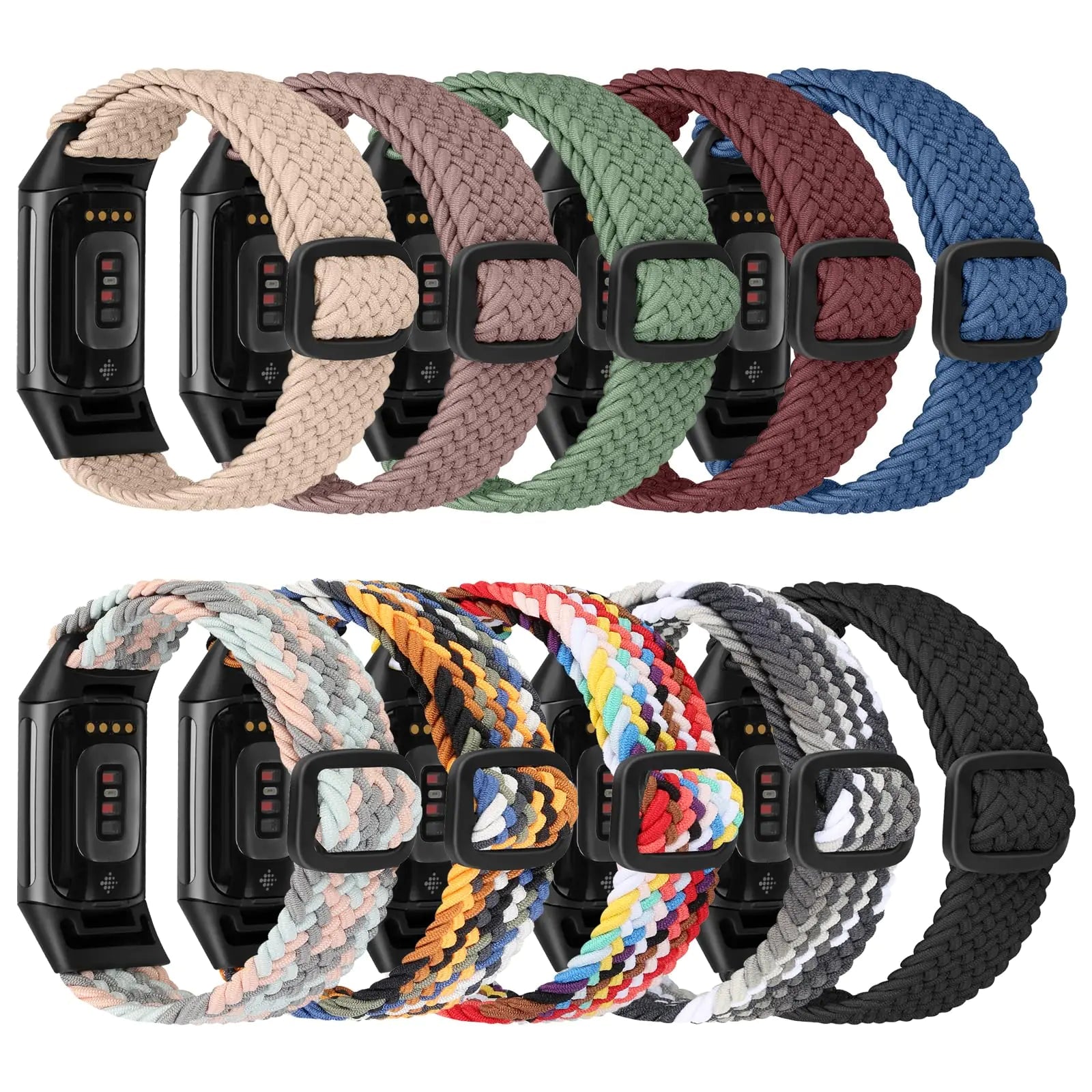 Pack de 10 Correas Trenzadas Ajustables y Elásticas Compatibles para Fitbit Charge 5 y Fitbit Charge 6, Bandas de Tela de Nylon Elástico para Mujeres y Hombres para Fitbit Charge 5/6 HejK.com