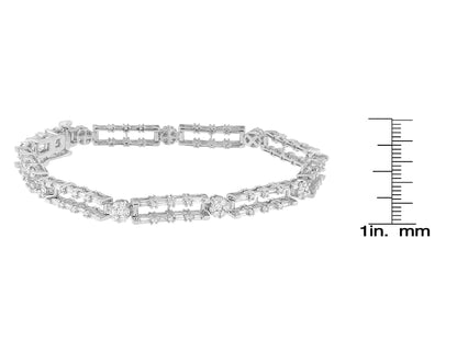 14K White Gold Round and Baguette-Cut Diamond Bracelet (2.75 cttw, H-I Color, SI1-SI2 Clarity) WEM Support (www.WEM.support)