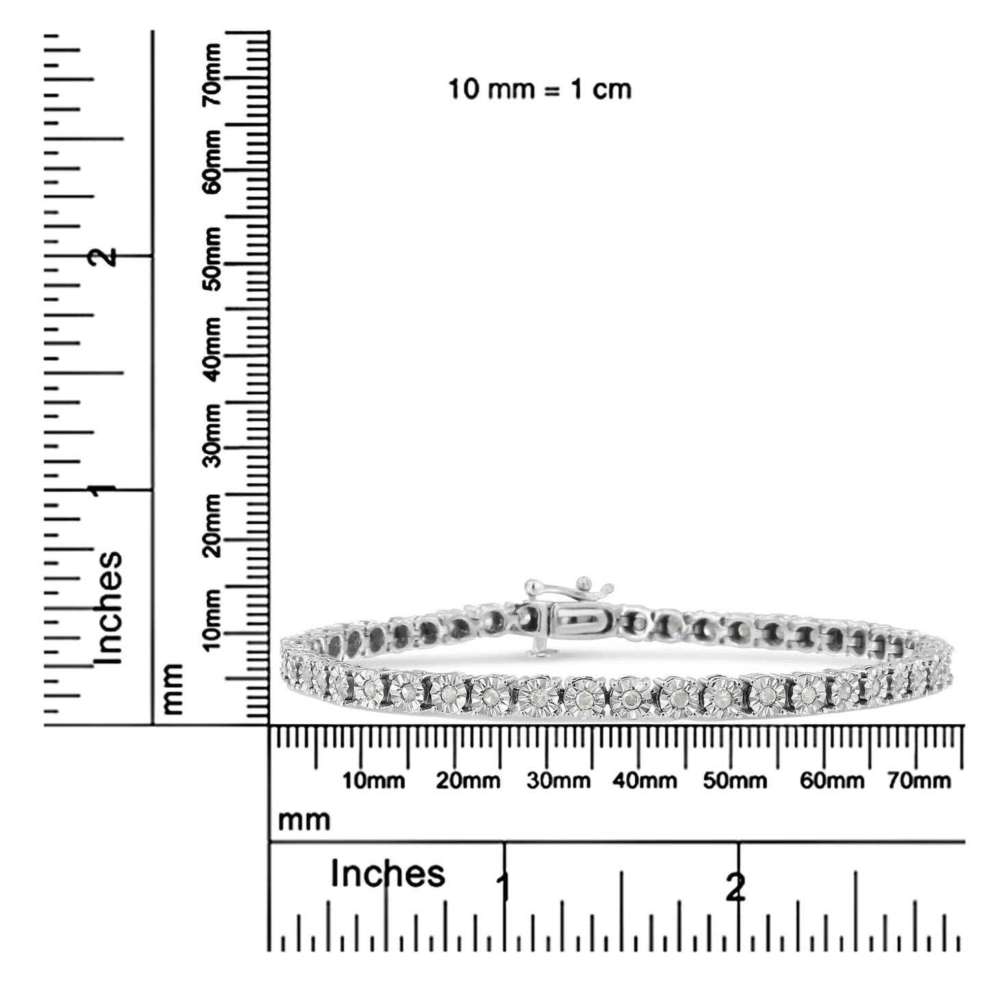 10k White Gold 1.0 Cttw Round-Cut Diamond Miracle Plate Tennis 7" Bracelet (I-J Color, SI2-I1 Clarity) WEM Support (www.WEM.support)