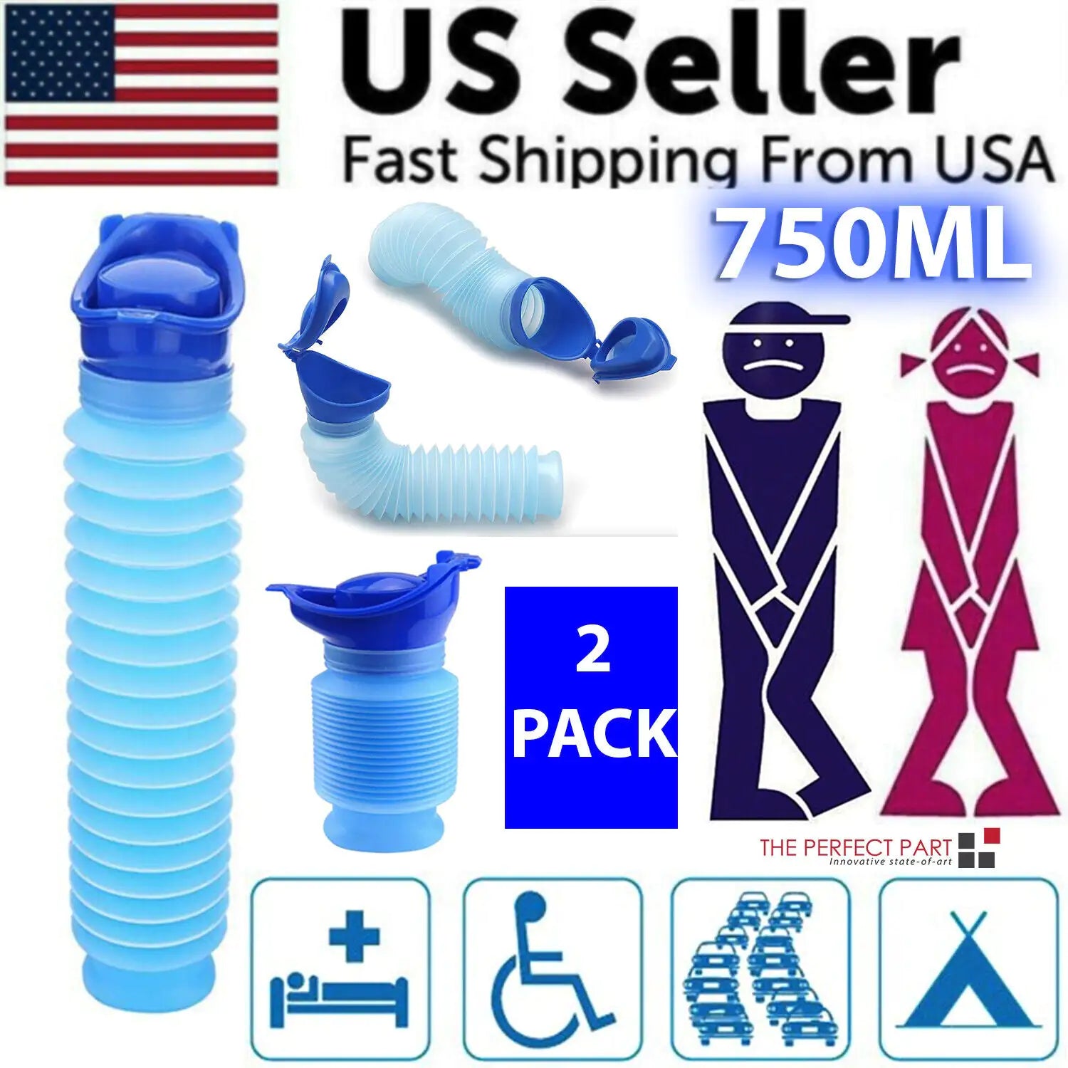 Male Female Portable Urinal Travel Camping Car Toilet Pee Bottle Emergency Kit WEM Support (www.WEM.support)