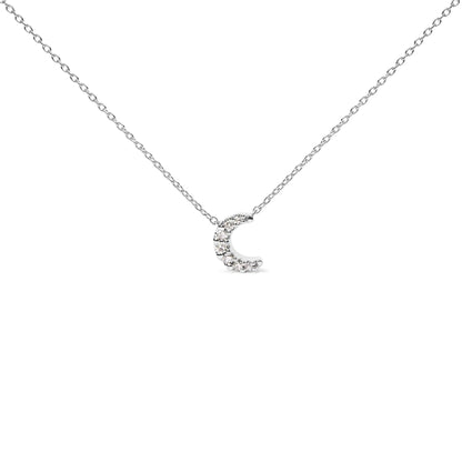 10K White Gold Diamond Accented Crescent Moon Shaped 18" Inch Pendant Necklace (H-I Color, I1-I2 Clarity) WEM Support (www.WEM.support)