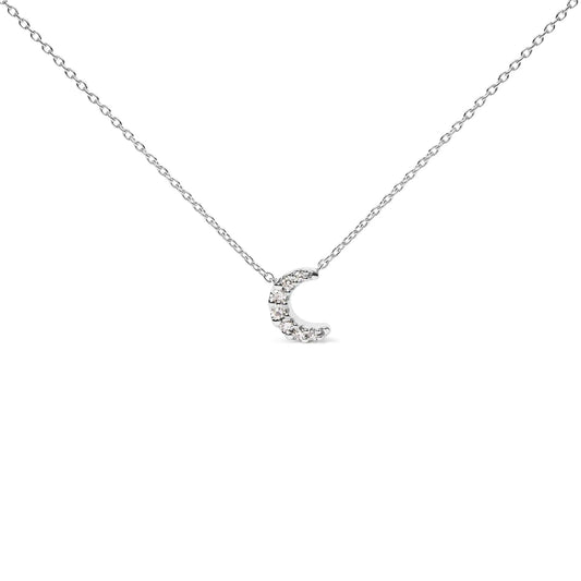 10K White Gold Diamond Accented Crescent Moon Shaped 18" Inch Pendant Necklace (H-I Color, I1-I2 Clarity) WEM Support (www.WEM.support)